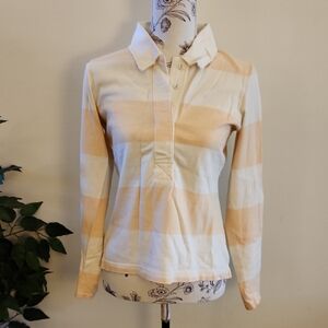 Luella For Target Long Sleeve Collared Rugby Shirt With White And Orange Stripes